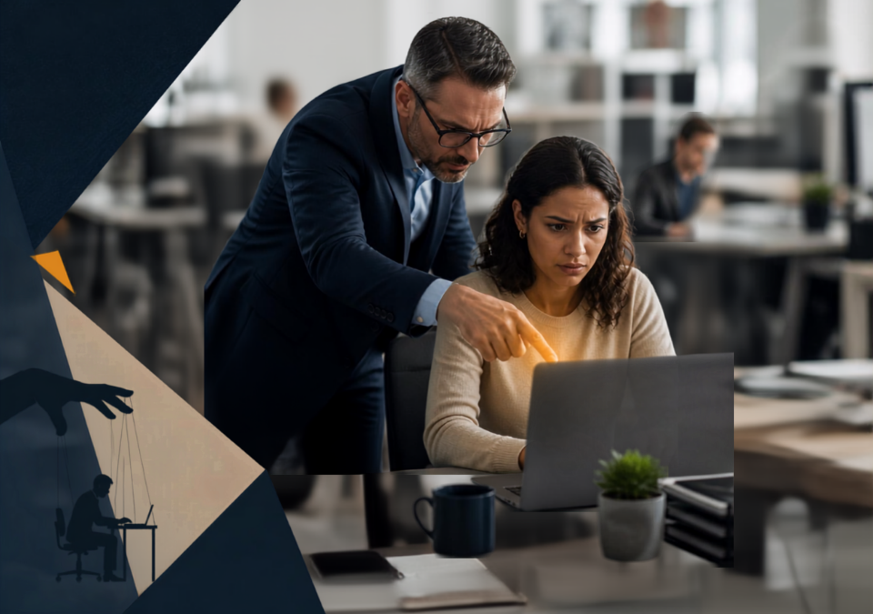 Image of a manager micromanaging an employee